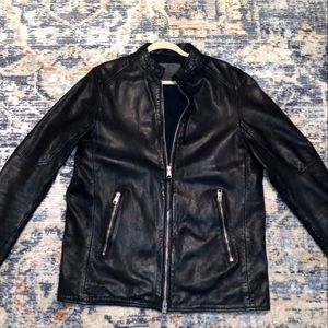 All Saints Leather Bomber Jacket - Men's Large
